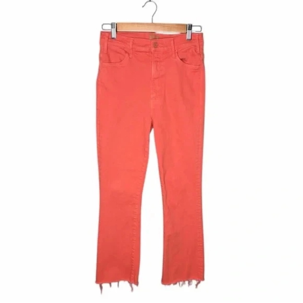 MOTHER The Hustler Ankle Fray Jeans Persimmon Coral Size 28 Cropped - Picture 2 of 12
